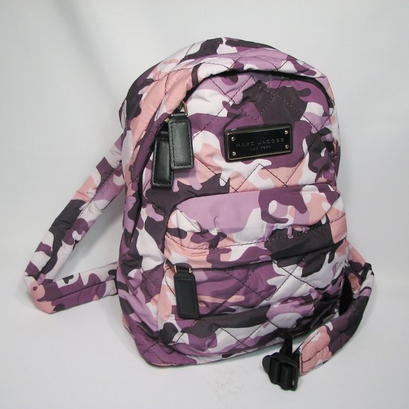 Marc Jacobs Handbags - Marc Jacobs Quilted Camo Print Backpack Purple Violet Gray Mini Fabric Authentic
